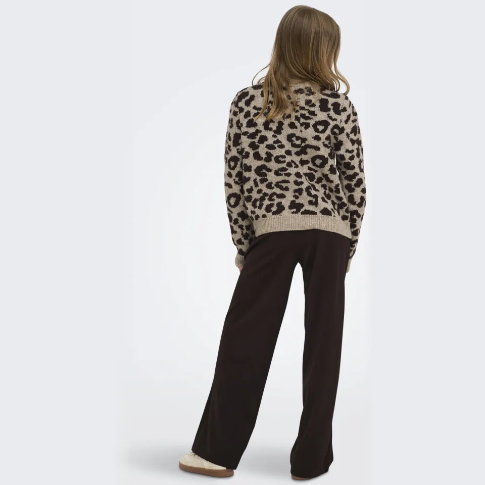 KIDS ONLY GIRL gebreide trui met panterprint en wol - zand/bruin, foto 4