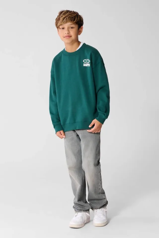 Shoeby sweater met backprint en tekst - donkergroen
