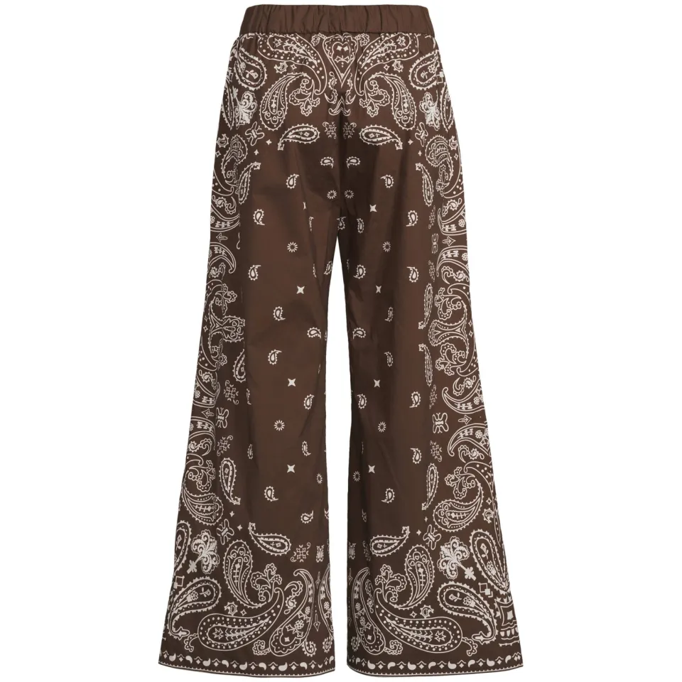Suncoo wide leg high waist broek met paisley print bruin, foto 2