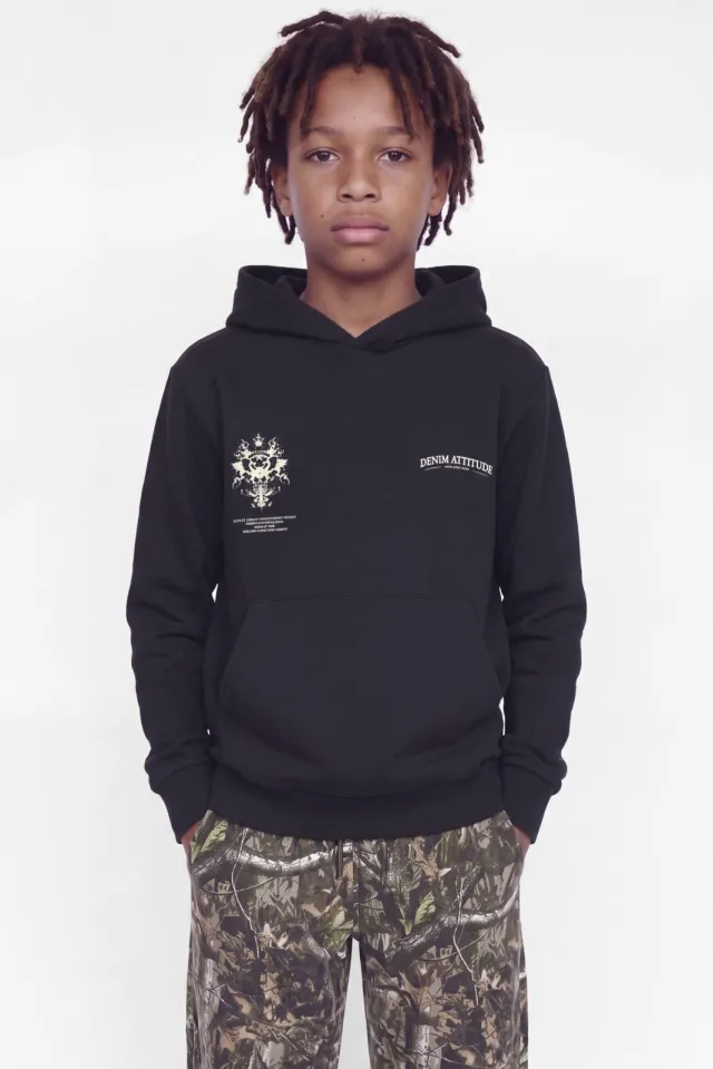 Jack & Jones JUNIOR hoodie met backprint - zwart
