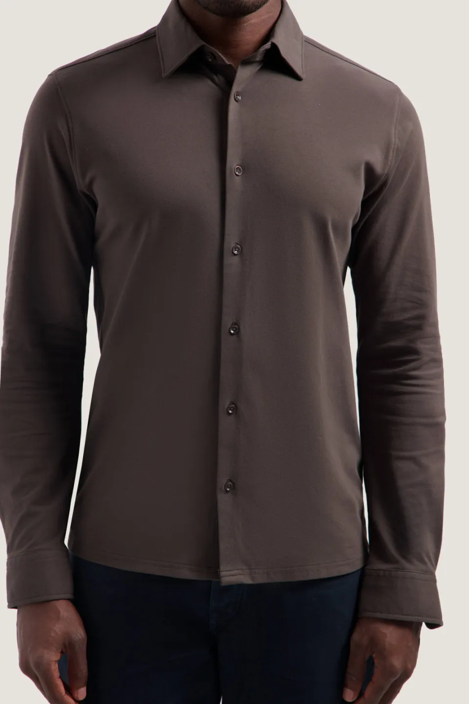 Dstrezzed slim fit piqué overhemd - donkerbruin, foto 7