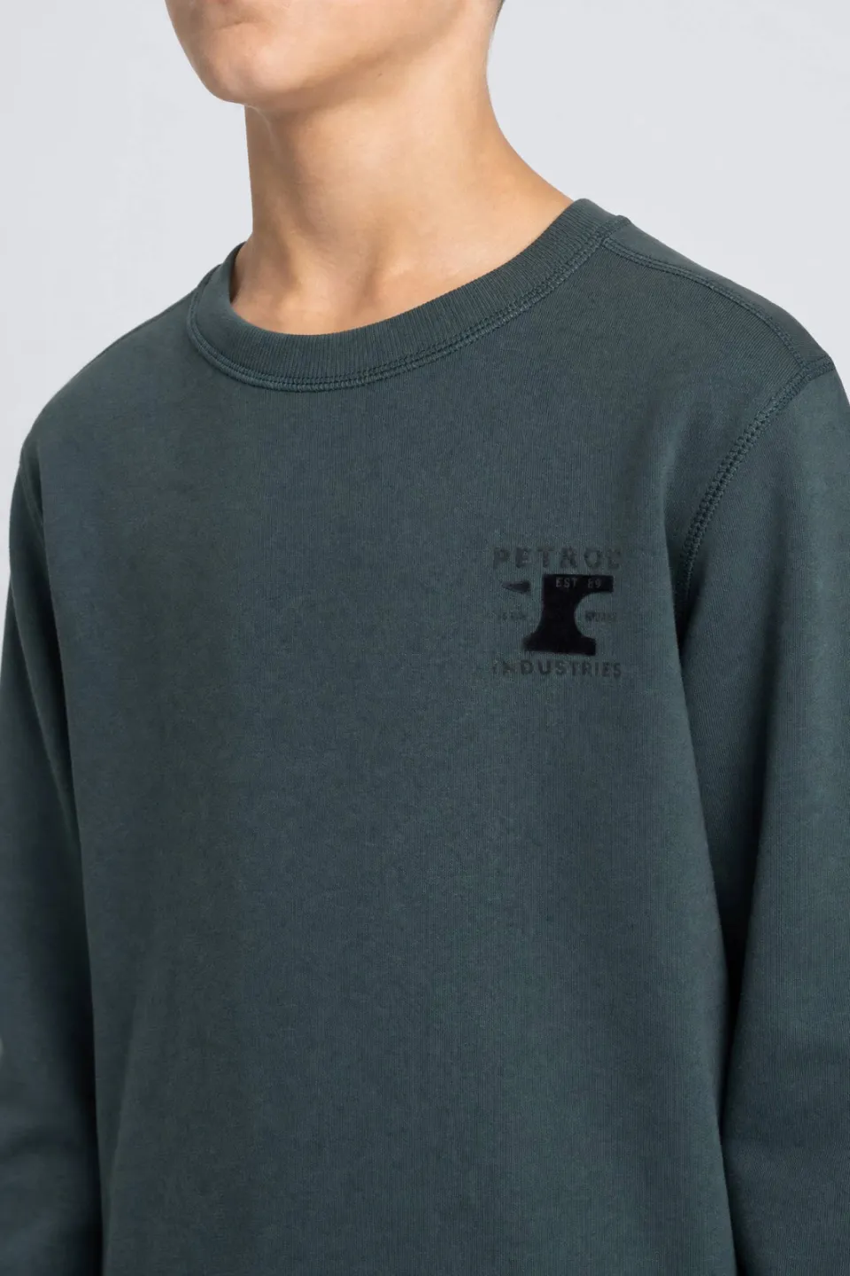 Petrol Industries rechtvallende sweater met print - grijsblauw, foto 3