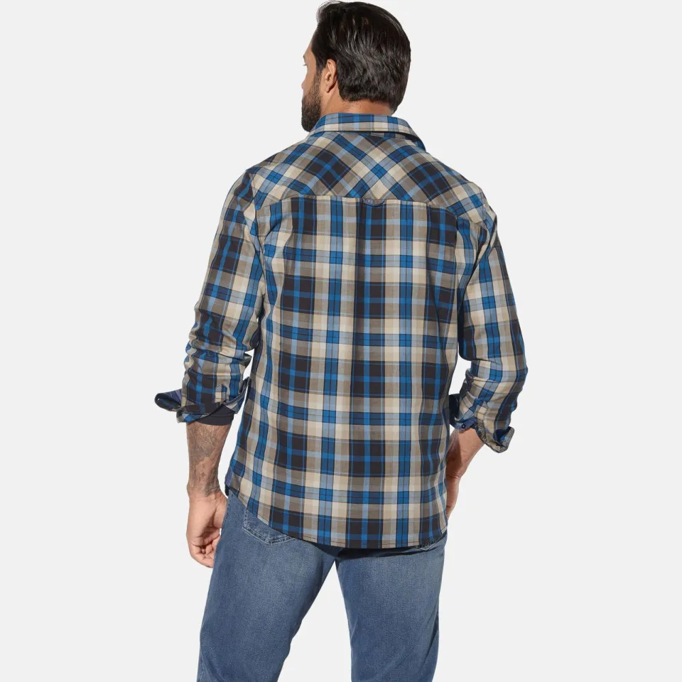 Jan Vanderstorm casual overhemd NORLUND Plus bruin/blauw, foto 3