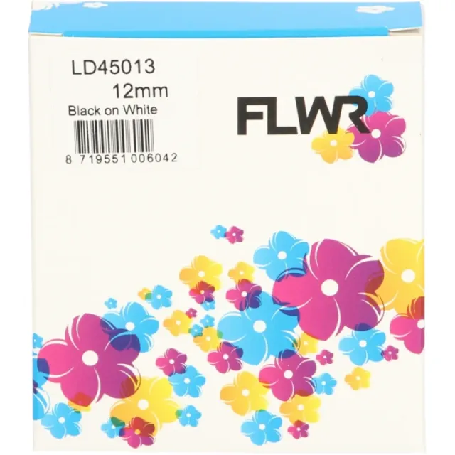 FLWR Dymo 45013 zwart op wit breedte 12 mm