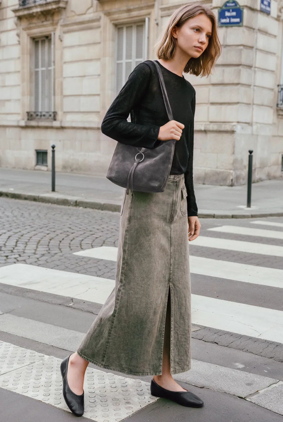 Mango TEEN maxi rok met split kaki