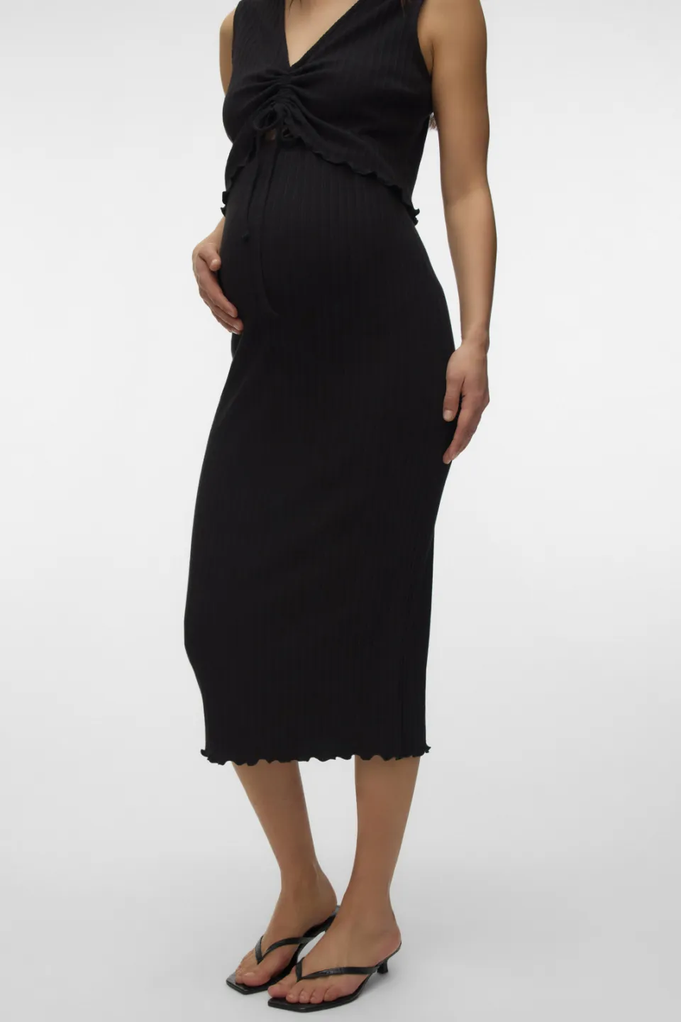 Mamalicious zwangerschaps midirok ribgebreid zwart, foto 5