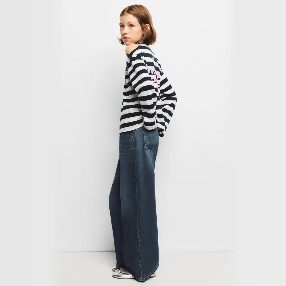 Mango Kids low waist wide leg jeans - donkerblauw, foto 3