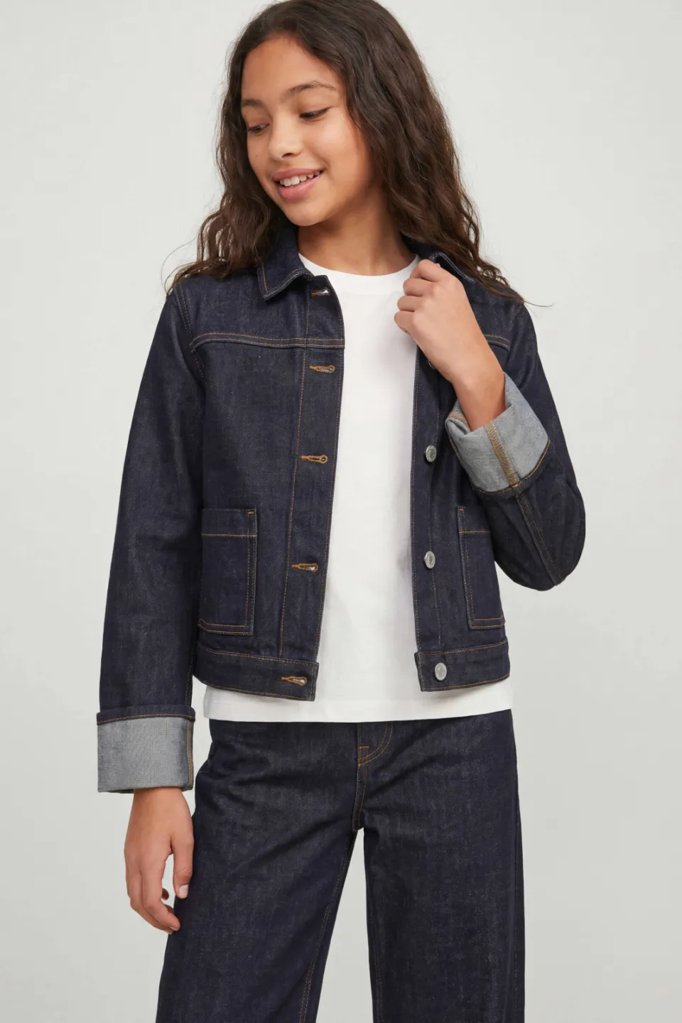 JJXX GIRL spijkerjas donkerblauw dark blue denim, foto 6