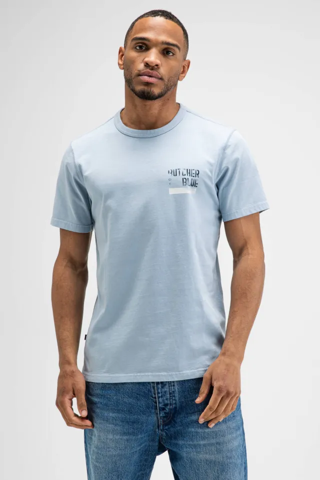 Butcher of Blue T-shirt met backprint - lichtblauw