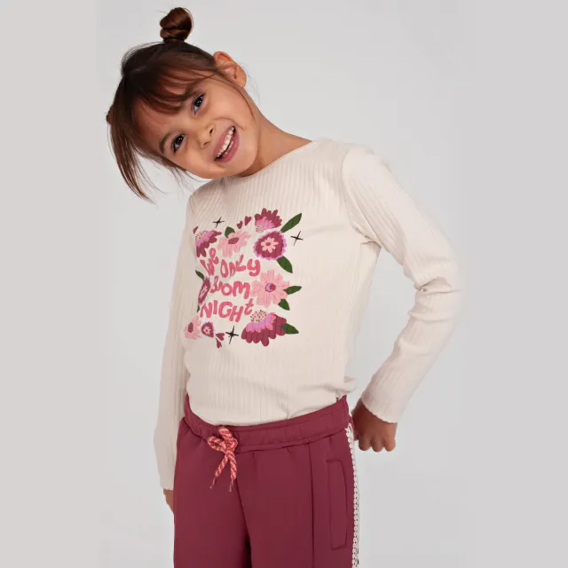 Jubel Moon Flowers longsleeve offwhite Offwhite/roze/paars