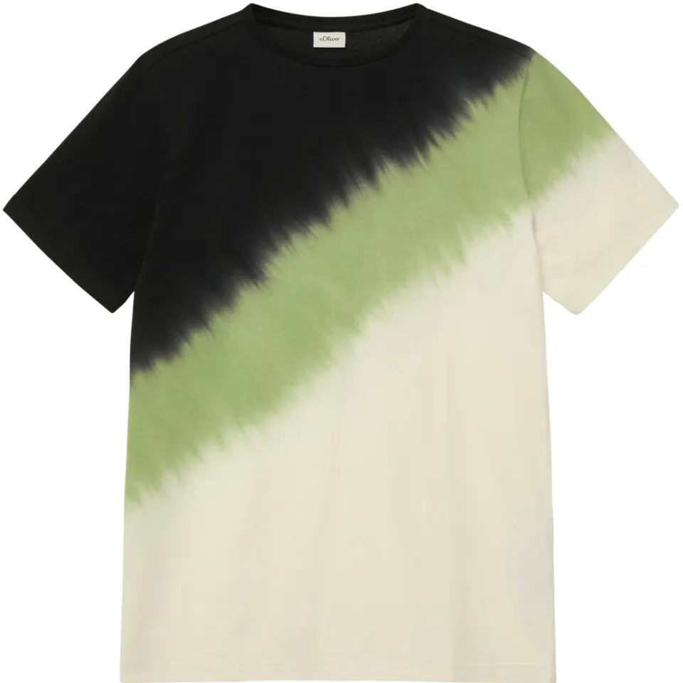 s.Oliver T-shirt zwart met groen en ecru, foto 2