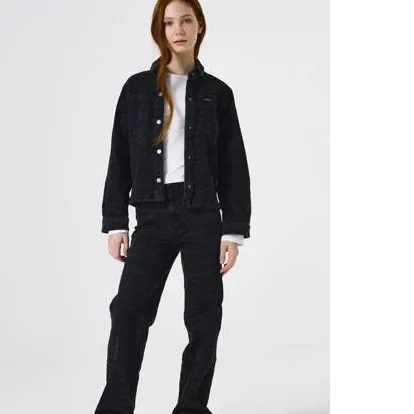 Garcia straight leg high waist straight leg jeans met zebraprint black denim, foto 3