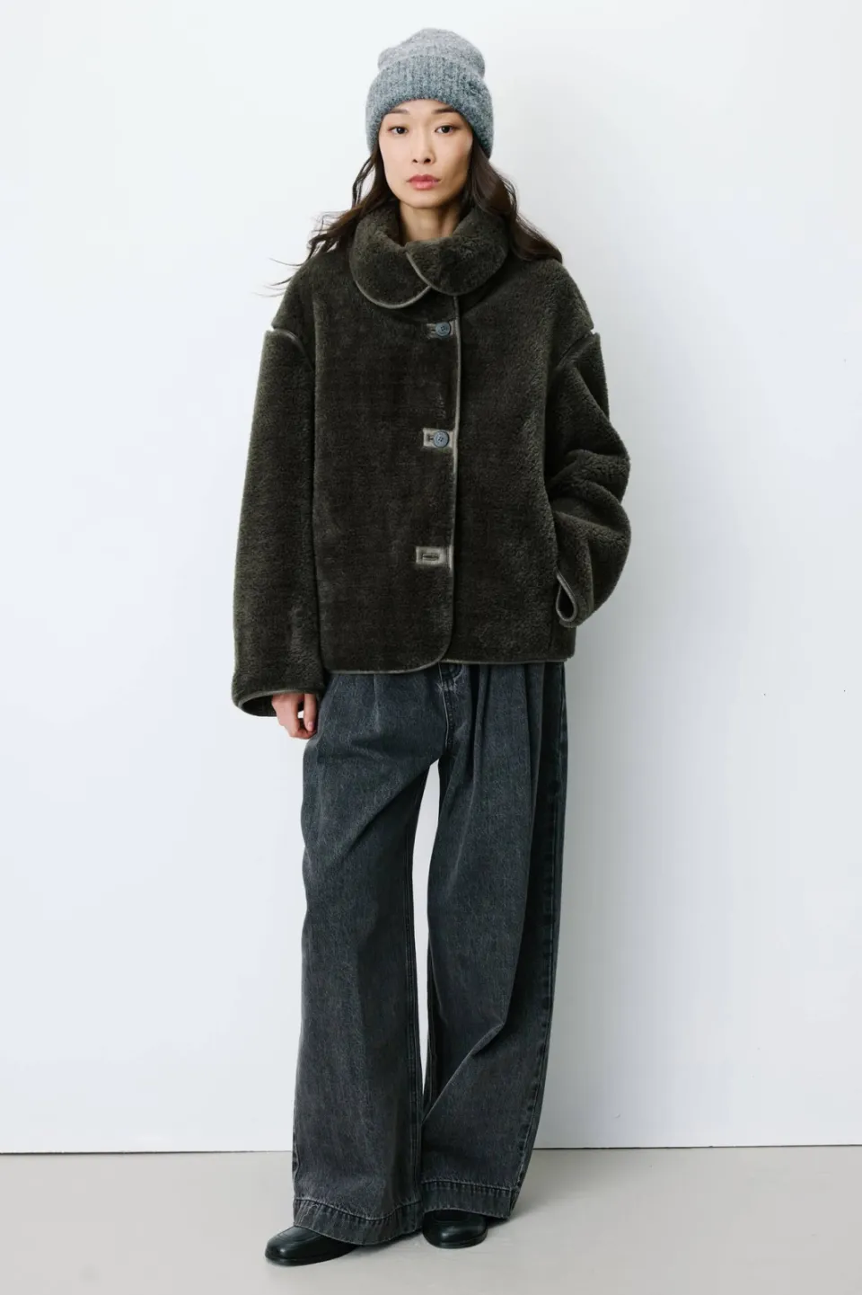 Grace & Mila faux fur jas - kakigroen