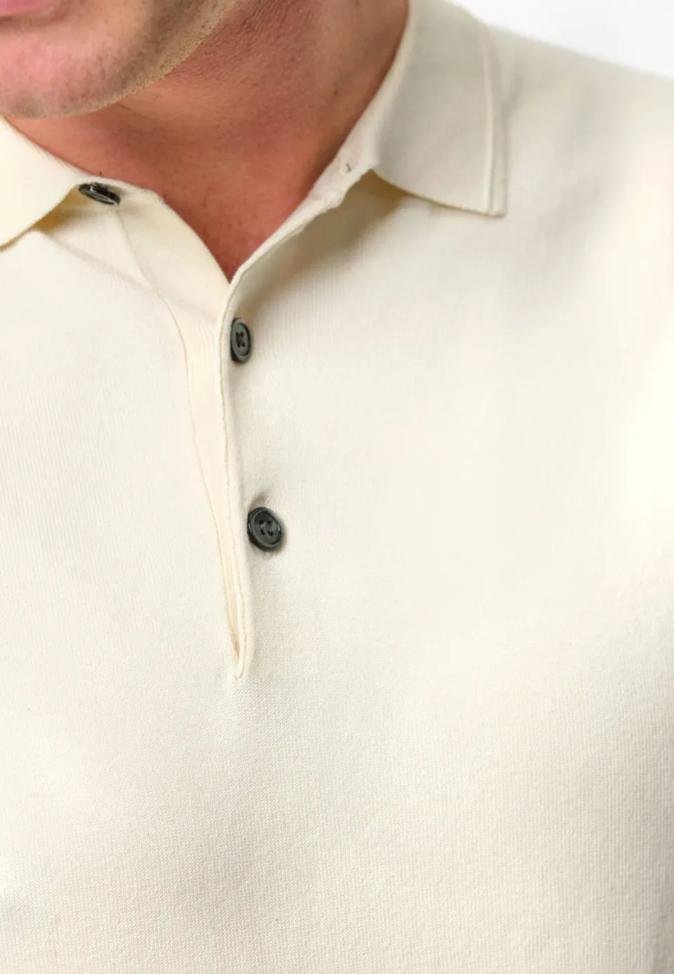 Profuomo zijden regular polo ecru fijn gebreid, foto 5
