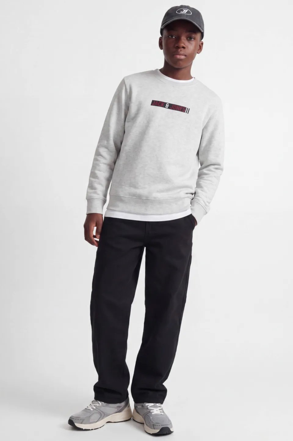 Jack & Jones JUNIOR sweater met tekst - lichtgrijs, foto 4