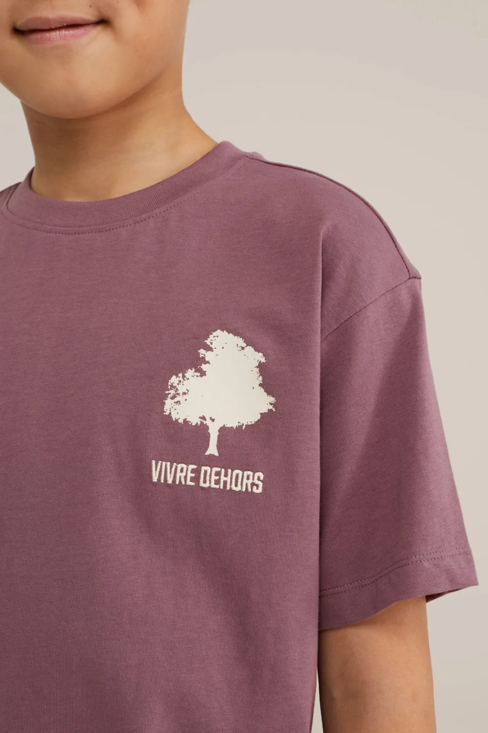 WE Fashion rechtvallend T-shirt met backprint donkerpaars, foto 4