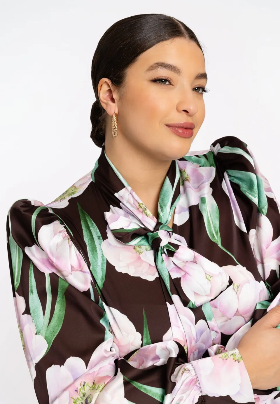 Yoek FIORITO satijnen blouse bruin, foto 8