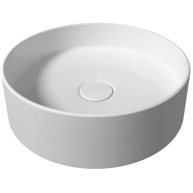Opbouw Waskom Salenzi Hide Circle 40x12 cm Mat Wit (inclusief bijpassende afvoerplug)