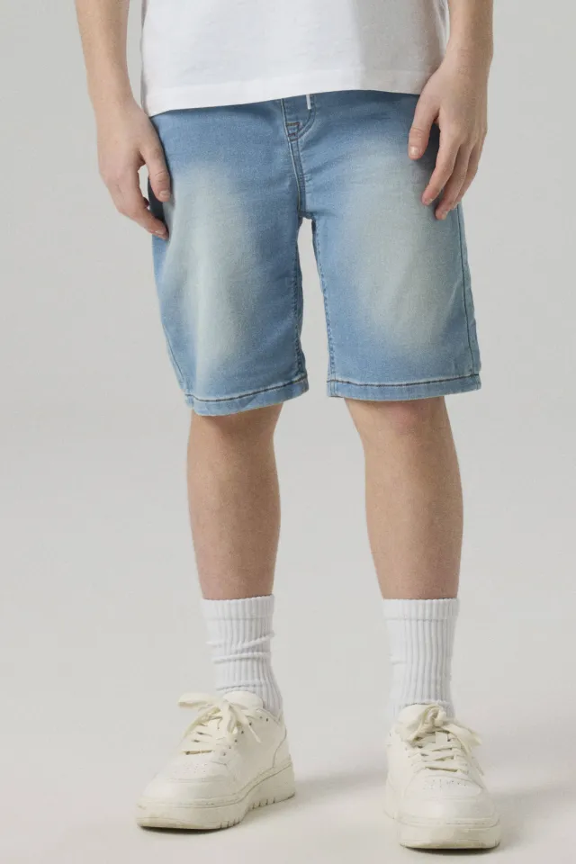 NAME IT regular denim jeansshort lichtblauw, foto 4