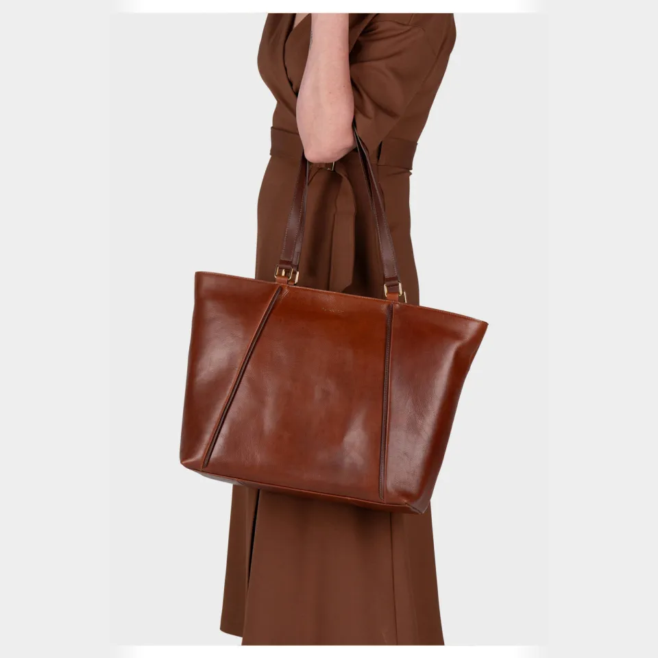 Burkely 15.6 inch leren shopper Fine Florence cognac, foto 2