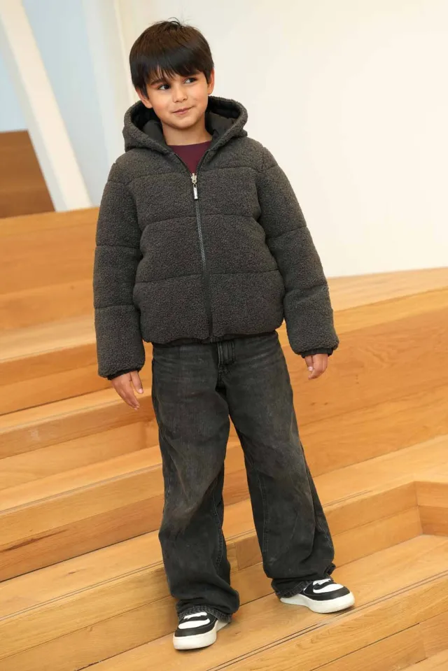 B.Nosy reversible winterjas zwart Zwart/groen/grijs