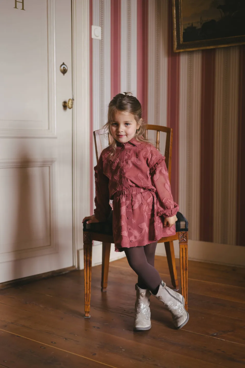 LEVV blouse met ruches terra