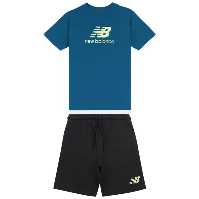 New Balance T-shirt en korte broek set met logo - petrol Petrol/zwart