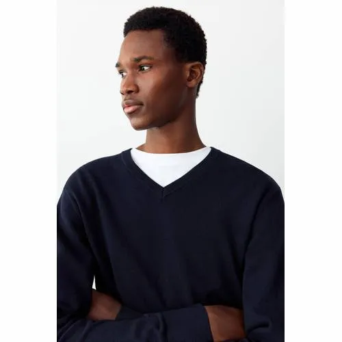 Mango TEEN katoenen oversized gebreide trui - donkerblauw, foto 4