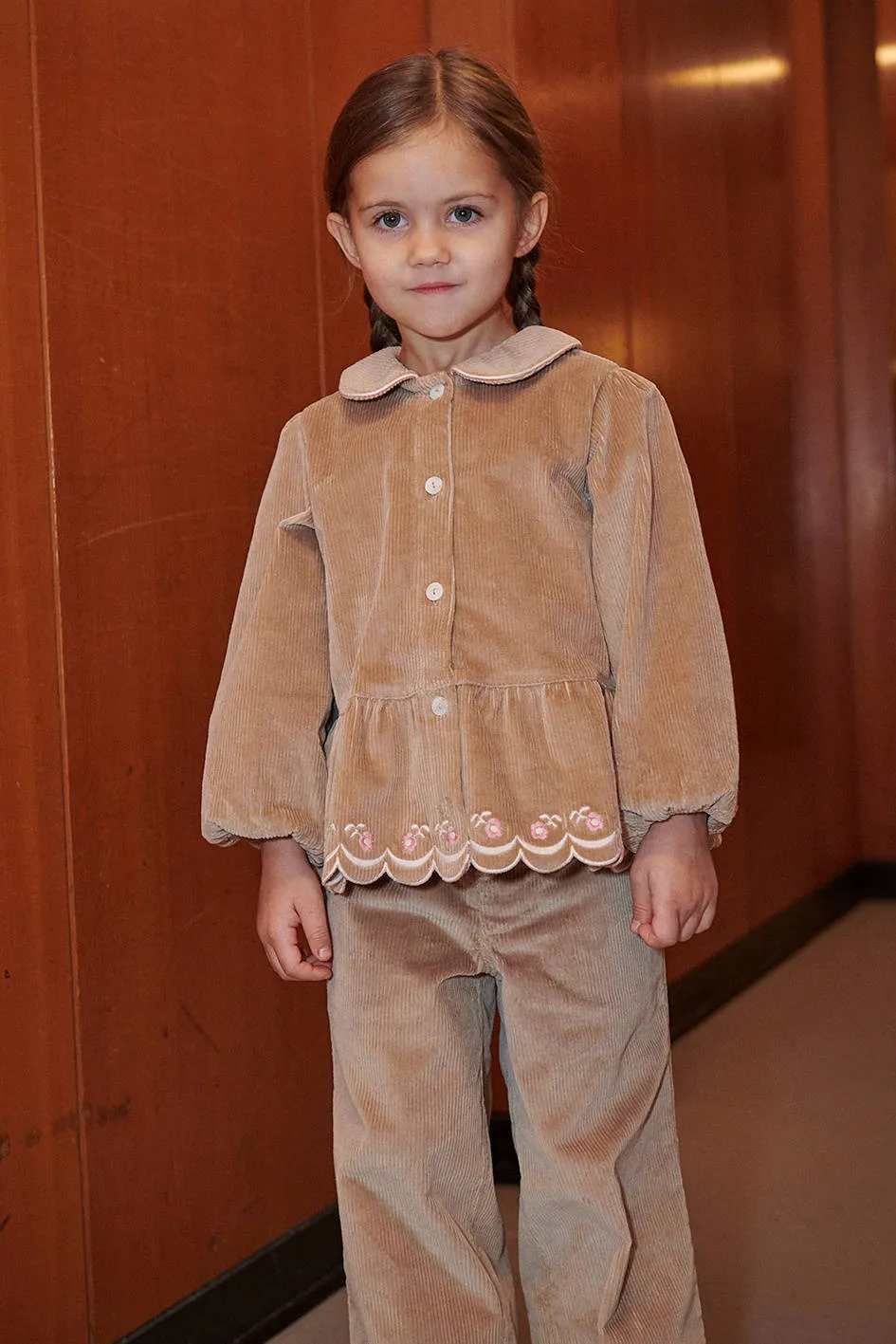 Copenhagen Colors corduroy blouse met borduursels beige, foto 7