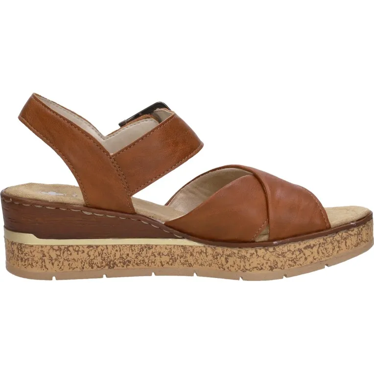 Rieker sandalen met hak cognac