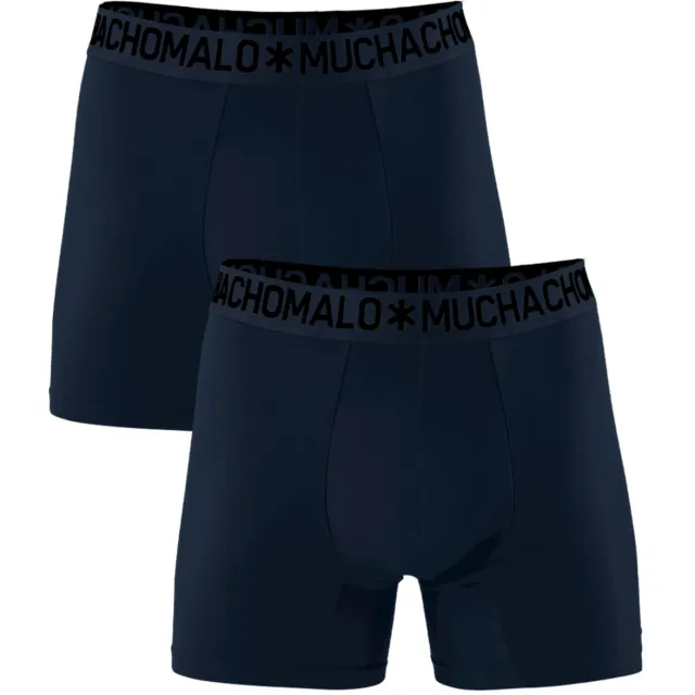 Muchachomalo Heren 2-pack Bamboe Boxershorts Effen Marineblauw