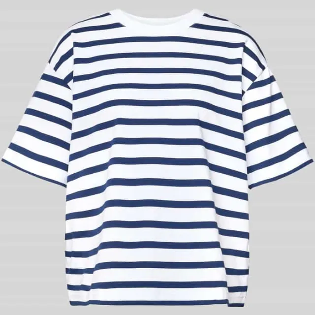 Mey Pyjamabovendeel met geribde ronde hals blauw