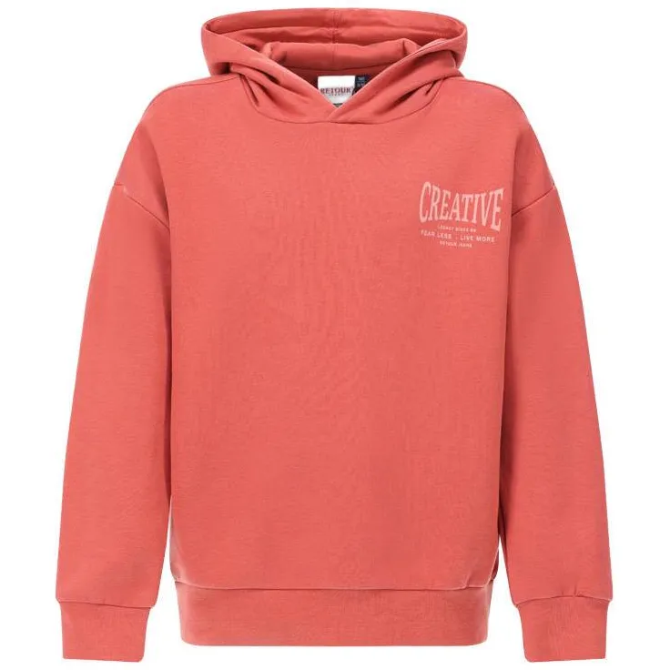 Retour Jeans rechtvallende hoodie met backprint - koraalrood, foto 2