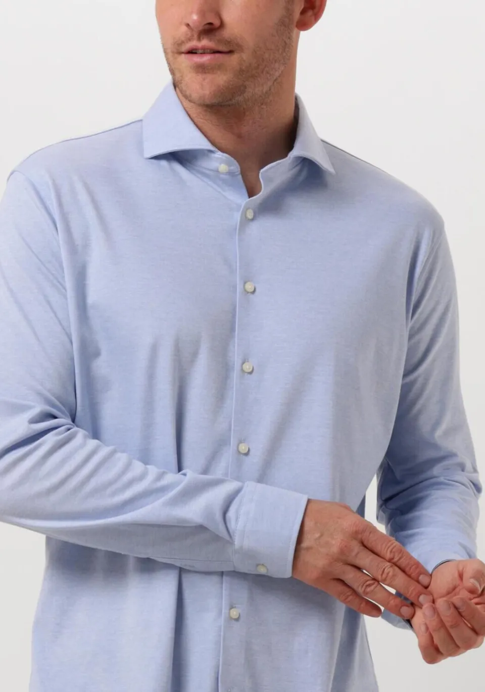 Desoto Essential Modern Fit jersey overhemd lichtblauw