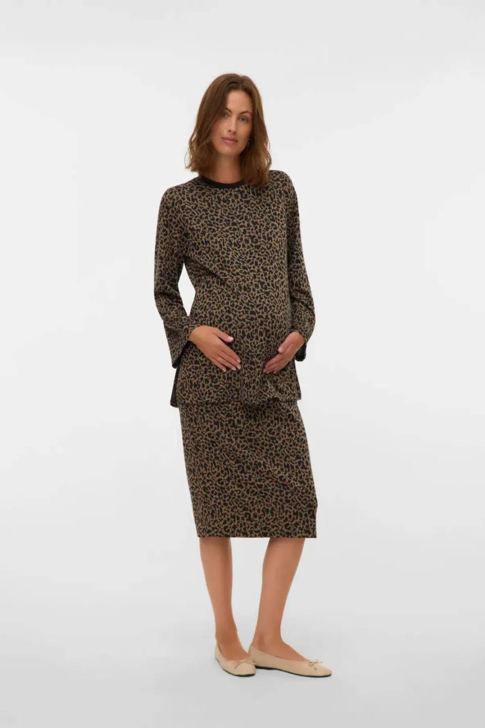 Mamalicious MLSERENA zwangerschapsrok bruin panterprint Bruin/zwart