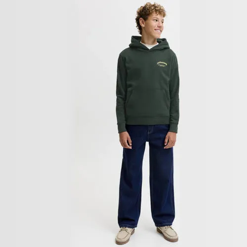 Jack & Jones JUNIOR rechtvallende hoodie met backprint - donkergroen, foto 3