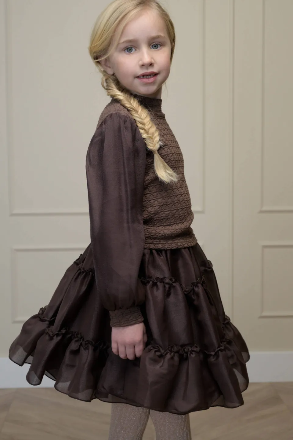 Le Chic semi-transparante blousetop donkerbruin