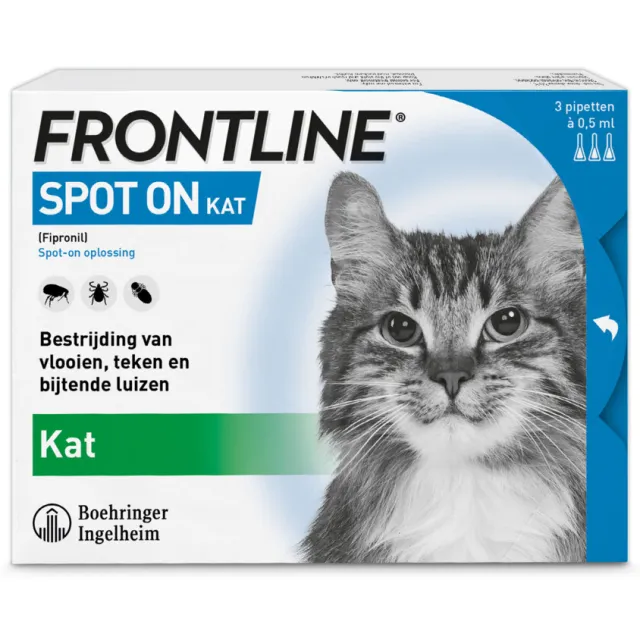 Frontline Spot On anti-vlooienmiddel kat 3 pipetten