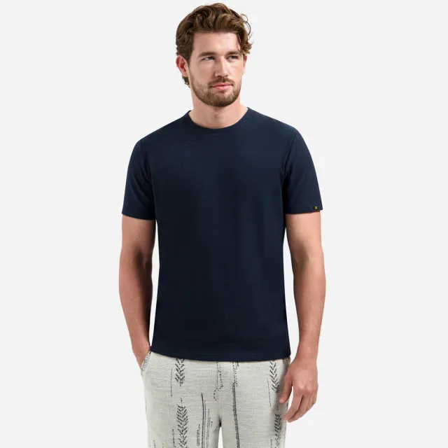 No Excess T-Shirt Crewneck Solid Jacquard Night Navy marine