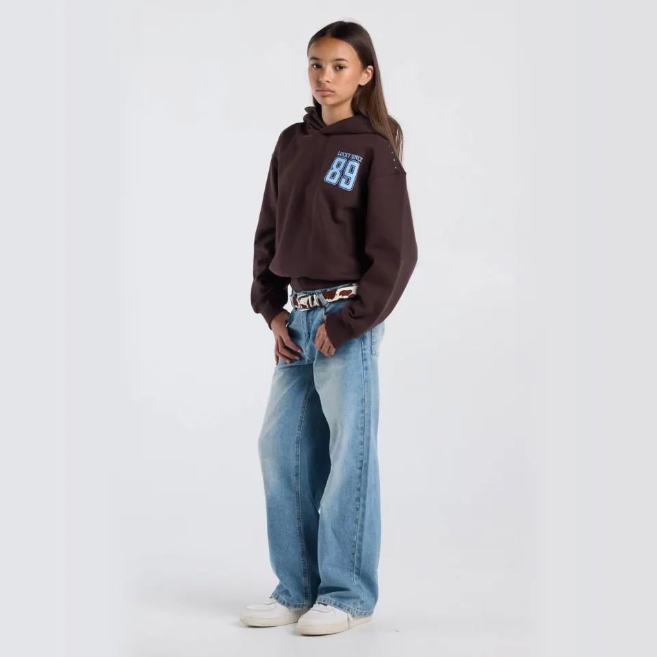 America Today sweater met studs - bruin/lichtblauw
