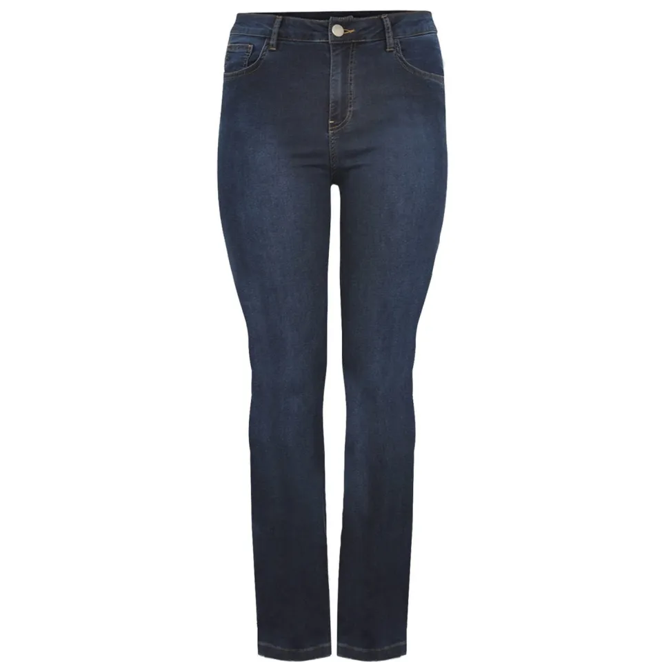 Yoek Jeans met rechte pijp | Donkerblauw, foto 2