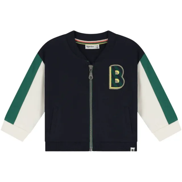 Babyface sweatvest - donkerblauw/wit/groen