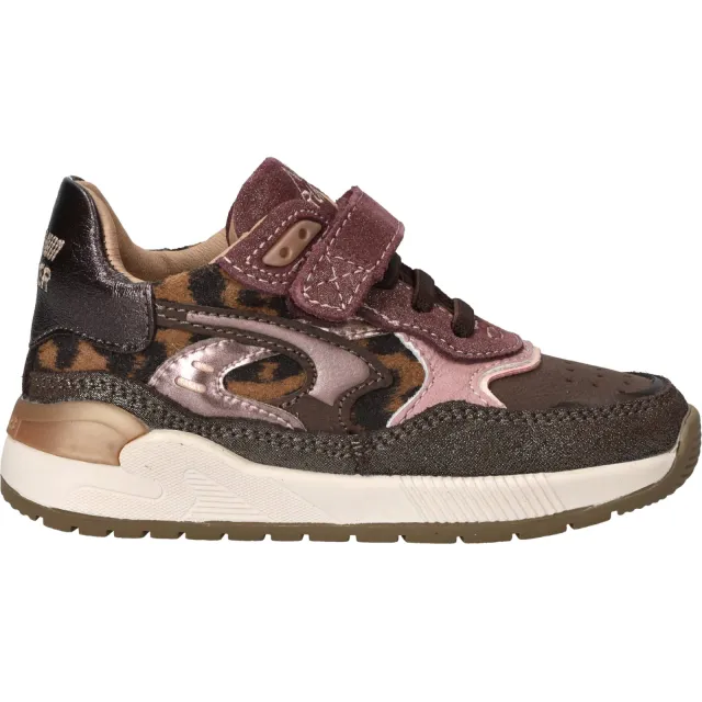 Shoesme suède sneakers met panterprint donkerbruin donkerbruin/donkerpaars, foto 3