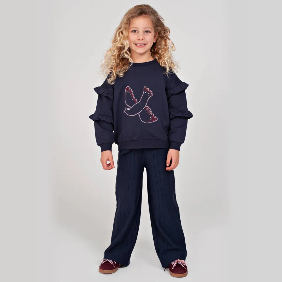 Jubel sweater met ruches en print - donkerblauw, foto 3