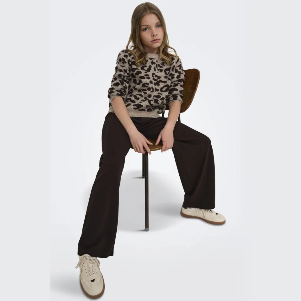 KIDS ONLY GIRL gebreide trui met panterprint en wol - zand/bruin, foto 5