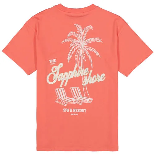 Garcia T-shirt met backprint koraalrood, foto 3