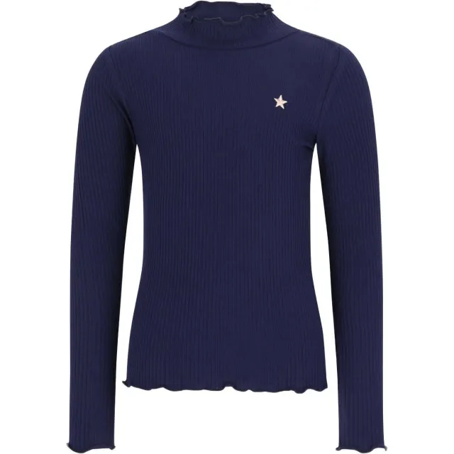 Like Flo longsleeve met golvende afwerking donkerblauw, foto 2
