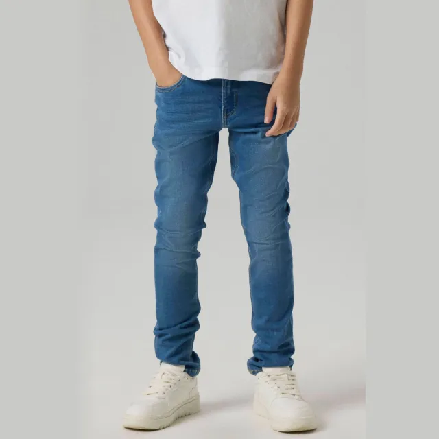 NAME IT KIDS slim fit jeans NKMTHEO stonewashed Medium Blue Denim