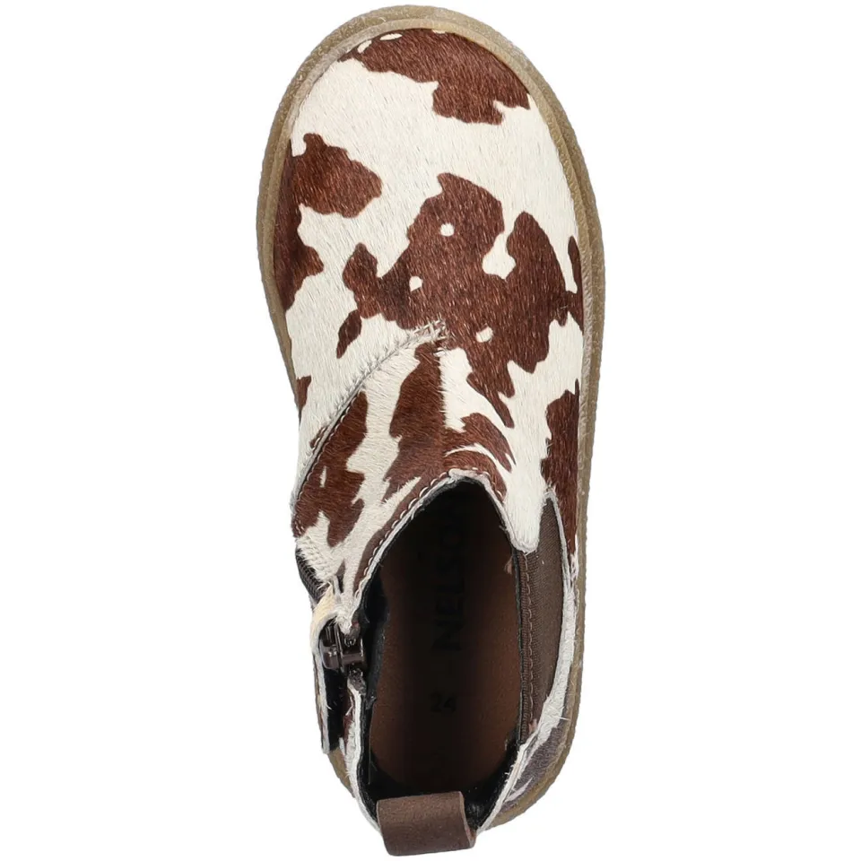 Nelson Kids enkelboots met koeienprint - ecru/bruin, foto 5