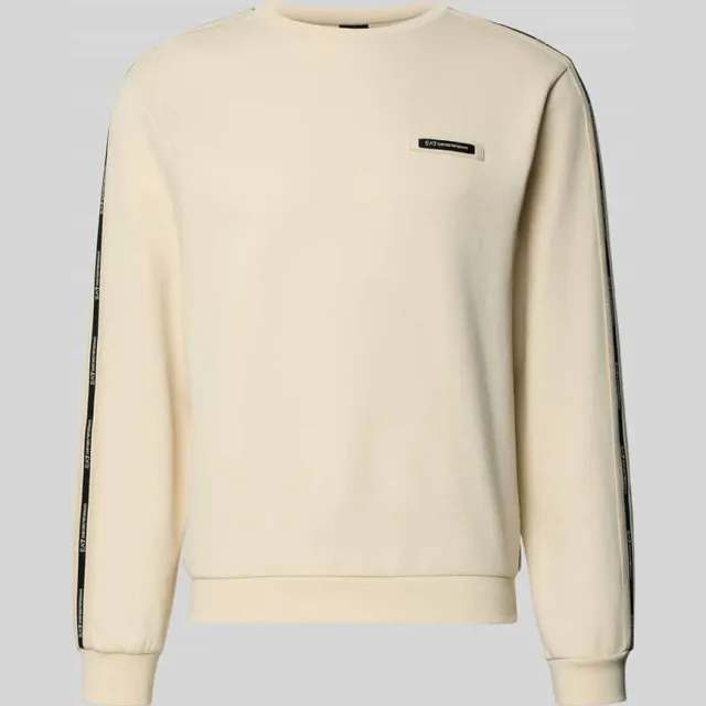EA7 Emporio Armani sweatshirt met label-details en ronde hals Zand